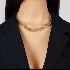 Iced Out 18k Gold Plated Cuban Necklace Bracelet Set THICK 12mm Miami Bling NEW